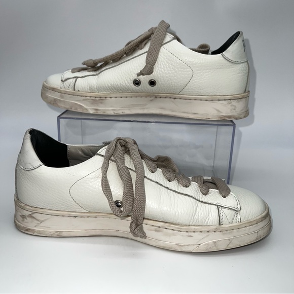 P448 White Leather Sneakers with Beige Accents - Picture 3 of 13